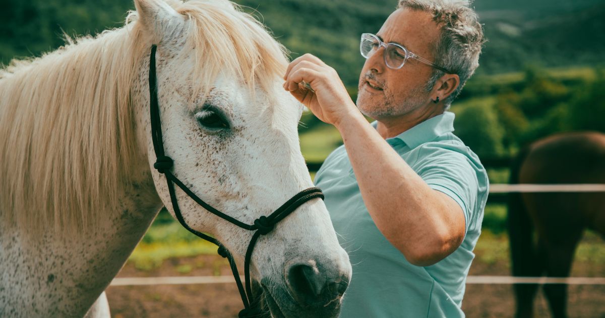 Man Petting Horse