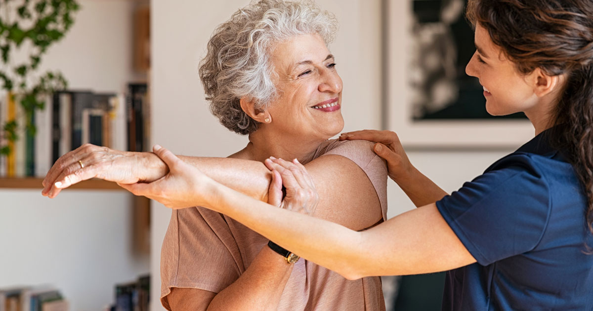 Senior Woman Doing Physical Therapy