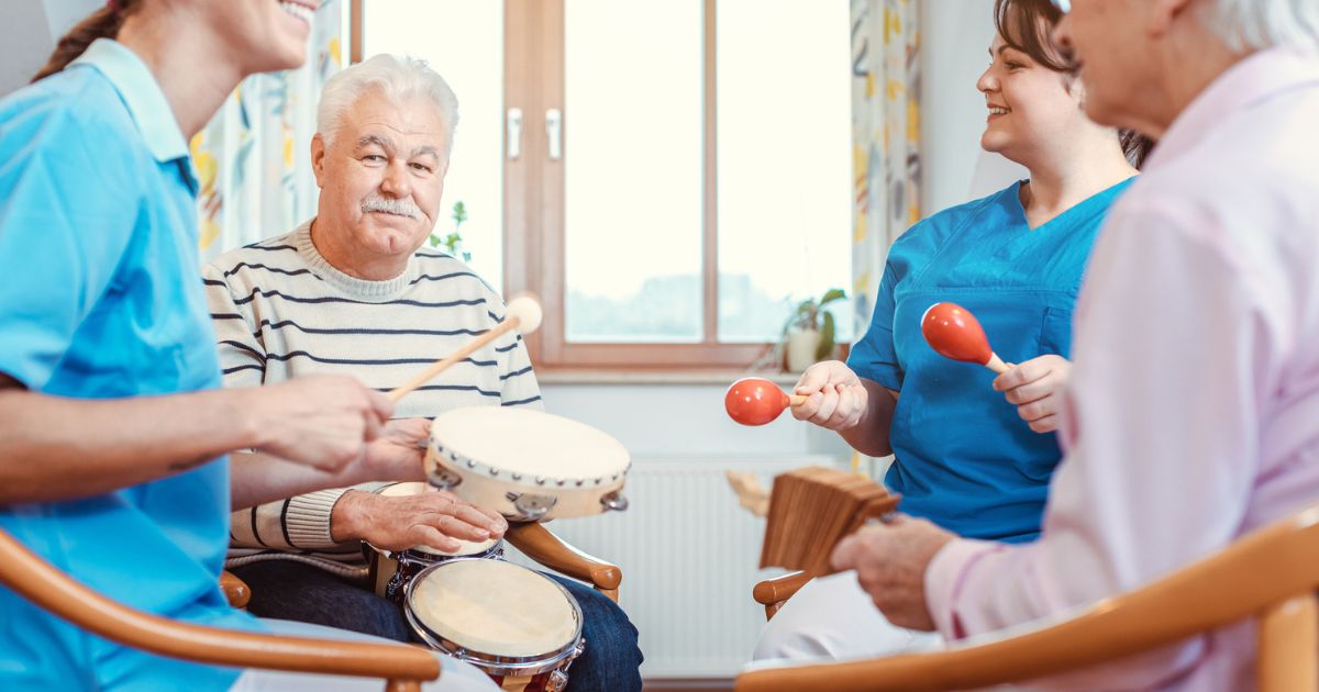 Seniors Making Music in Nursing Home